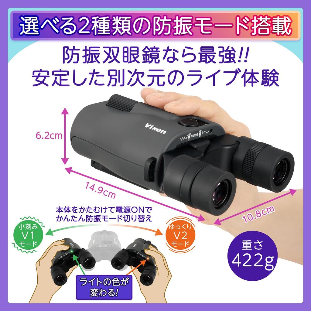 Vixen ATERA II H12x30 A Binoculars Camera and 11514 Charcoal Anti-Vibration (Set Includes Strap)