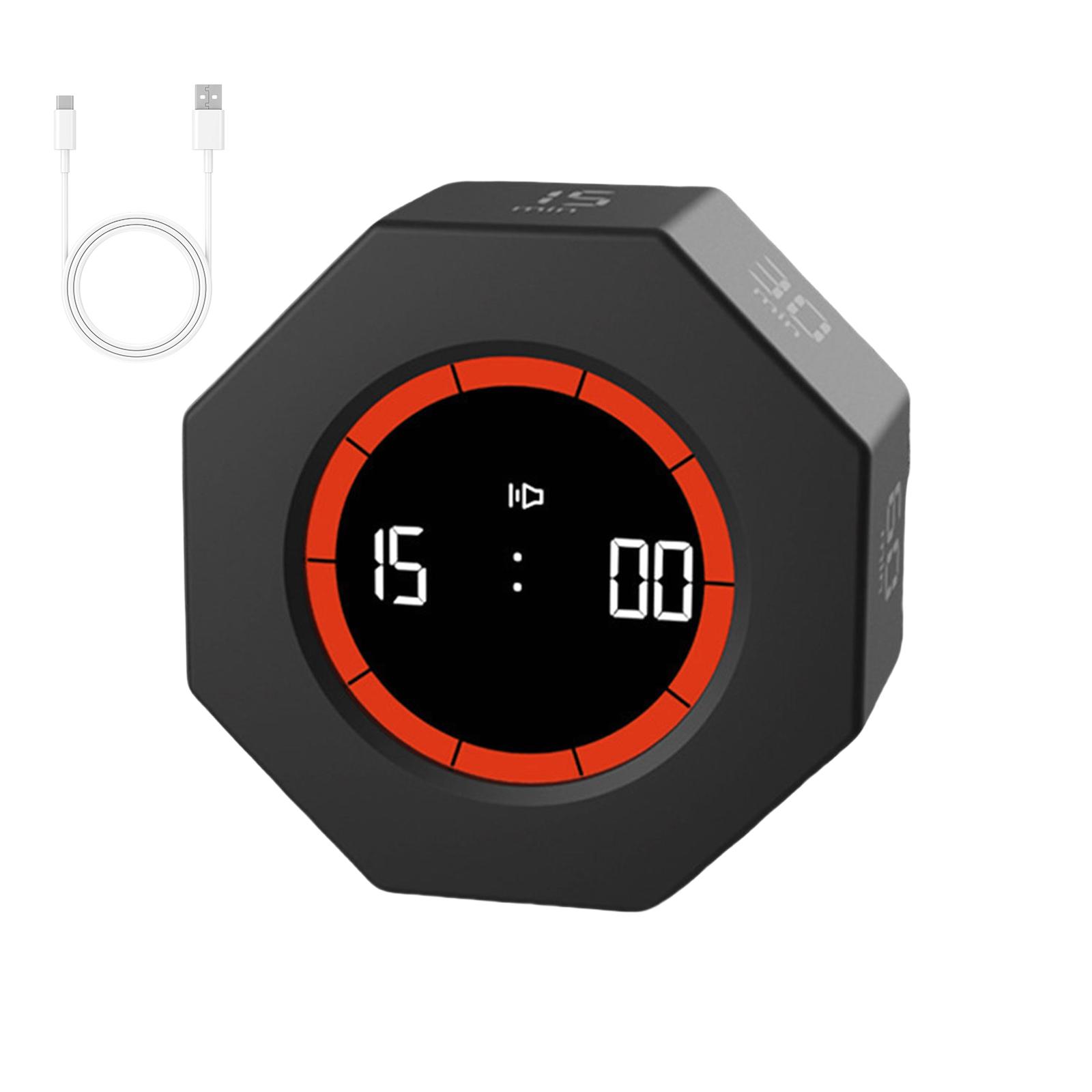 

Перезаряжаемый цифровой таймер Тихая работа Автоматический вращающийся кухонный таймер Подходит для классной комнаты, приготовления пищи, офиса, учебы чёрный