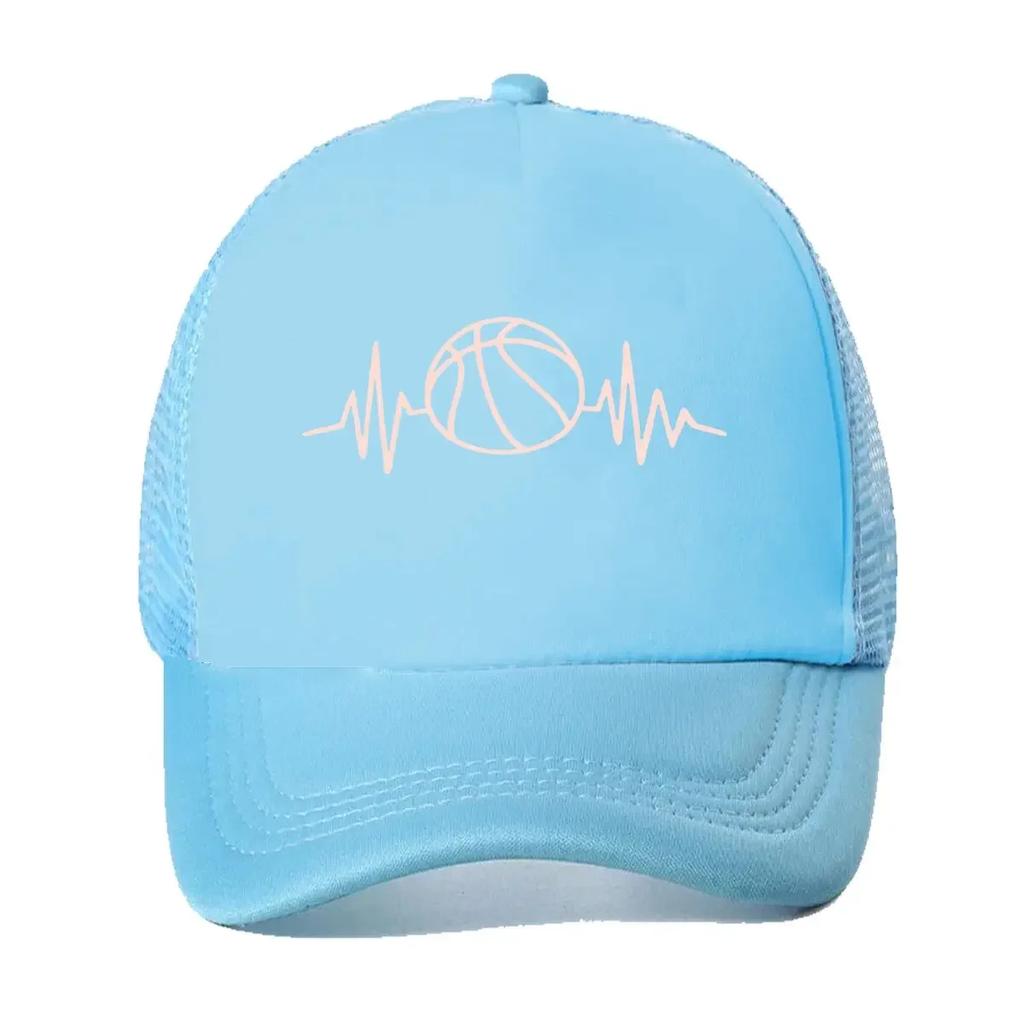 Basketball Pulse Sports Symbol Design Mesh Baseball Cap