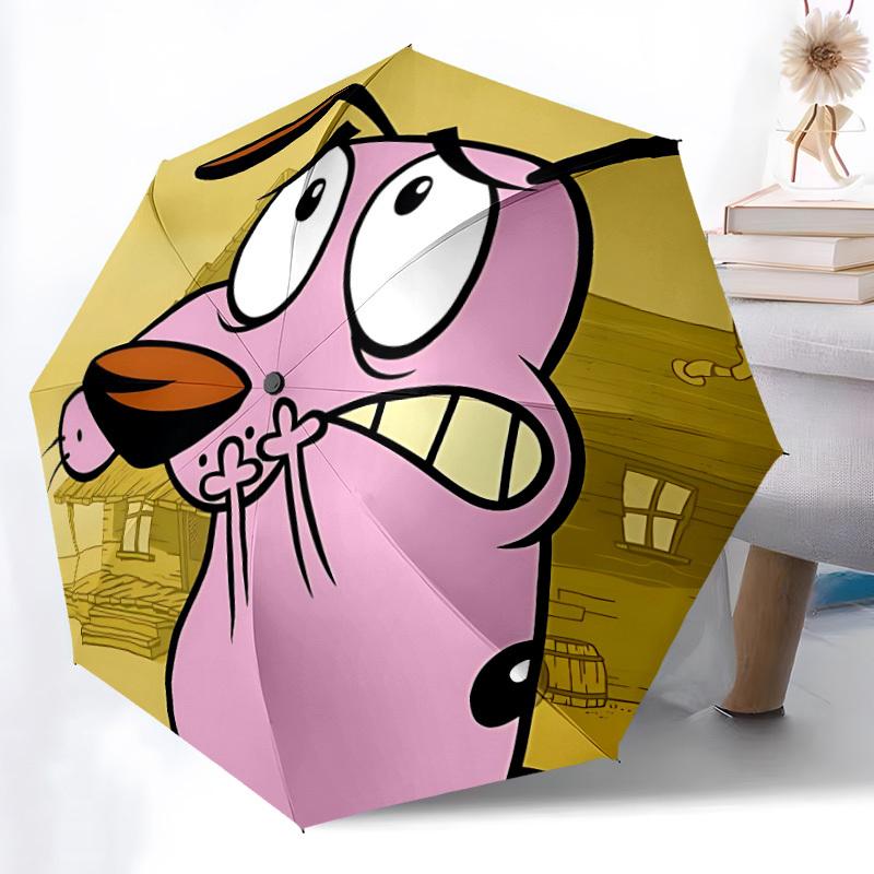 1pc Courage the Cowardly Dog Automatic Open/Close Folding Umbrella, Windproof 8-Rib Construction, Lightweight Travel Umbrella for Women/Men 20