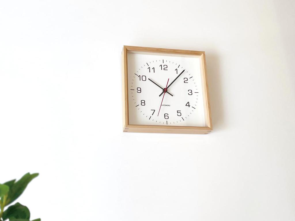 KATOMOKU Muku Square Clock 2 km-65HM H. Maple Wall Clock with Continuous Second Hand (quartz Clock)