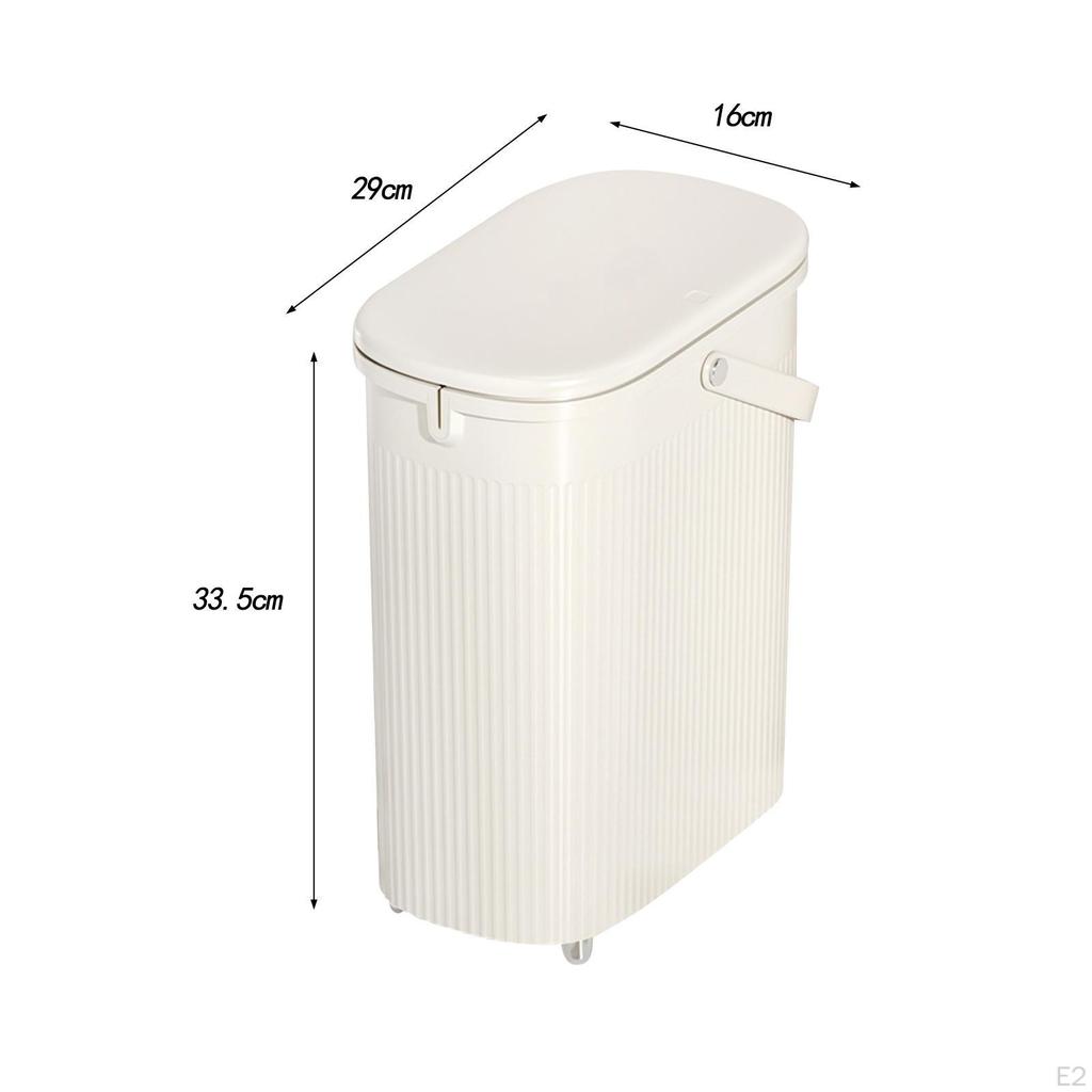 Pattumiera Da Bagno SOUJOY Con Coperchio A Pressione – 13 Litri, Plastica Trasparente, Design Sottile Per Spazi Stretti - 2