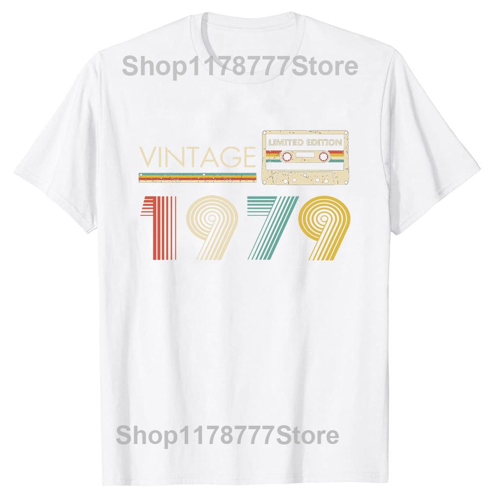 Classic 1979 Vintage Birthday Cassette Est 1979 Edition T Shirts Summer Graphic Cotton Streetwear Short Sleeve Gifts Tshirt
