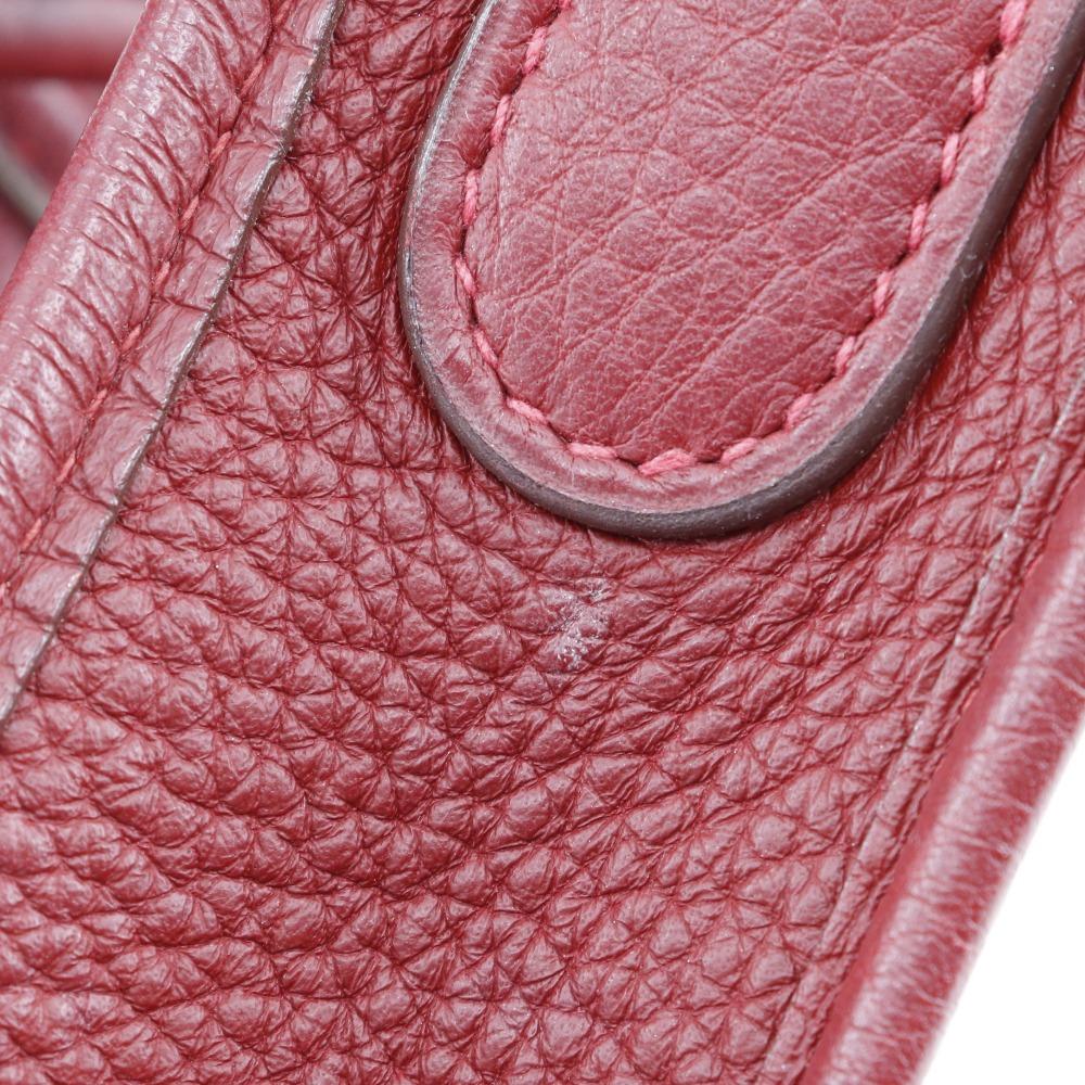 Hermes Evelyn 2 PM Schultertasche Rot/Silberne Hardware Taurillon Clemence Damen Gebraucht