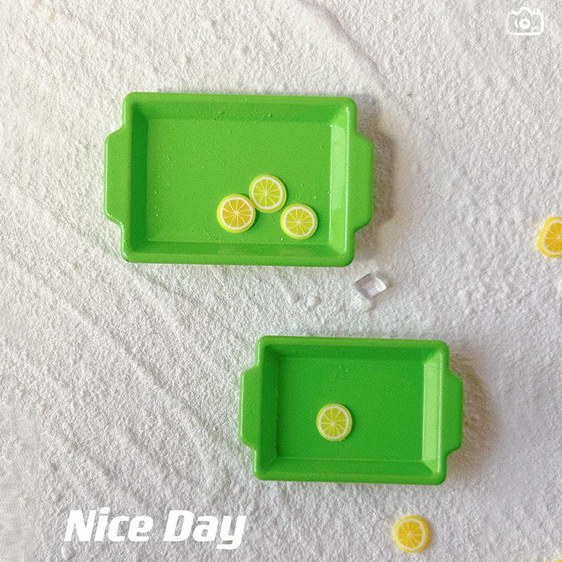 Miniature Dollhouse Food Scene Accessories: 4-Piece Tray and Plates Set (D239)