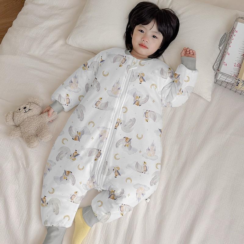Thick Cotton Sleeping Bag Toddlers Winter Warm Footed Pajamas Unisex Kids Sleepwear With Cartoon Print