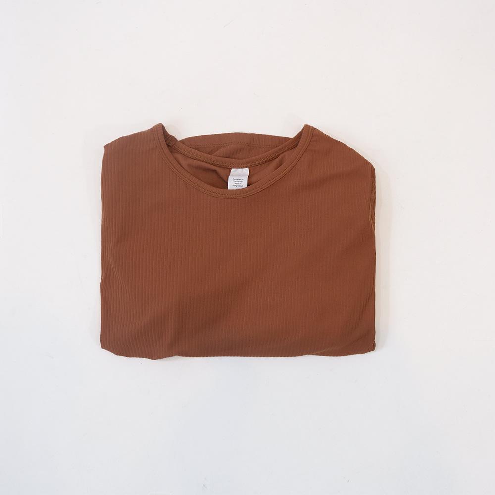 

Футболка для йоги с длинными рукавами в рубчик, утягивающая талию, быстросохнущая, для женщин Size 10 (130-140 lbs)