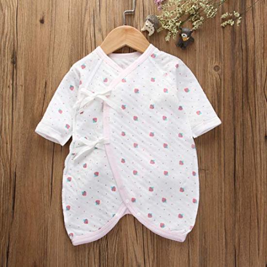 Baby Koi Baby Newborn Infant Combination Thick Long Sleeve Romper Coverall Print Rabbit and Strawberry 60cm Clothes, Undershirt, Autumn/Winter Set,