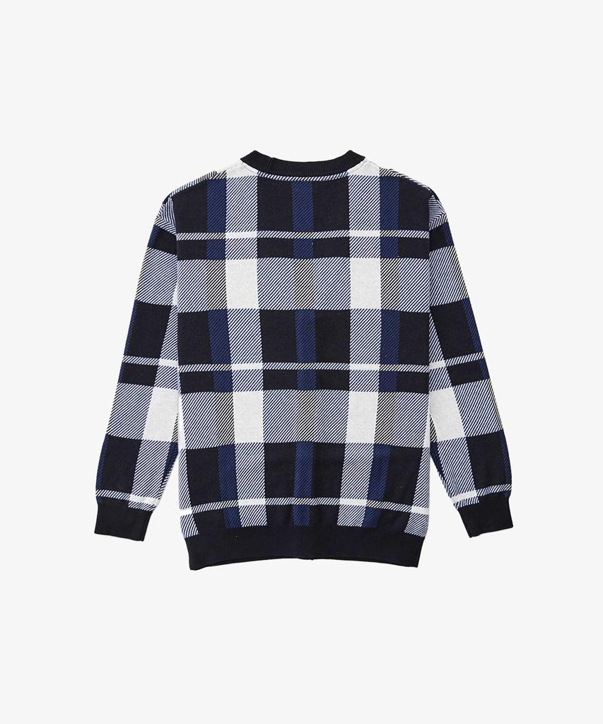 Stco Big Check Pattern Cardigan Blue (Oversized)_Skgua01Ocl