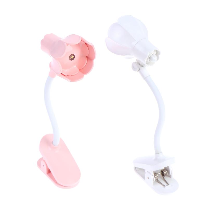 Flower Shaped Clip On Led Reading Light Desk Lamp Mini Eye Protection Book Lamp Warm Soft Light For Dorm Bed Desk Study Decor