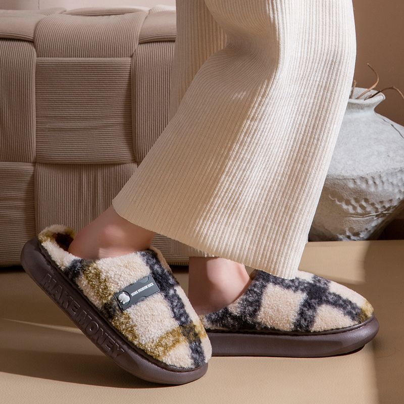 Winter warm cotton slippers indoor home new non-slip thick bottom plush couple cotton mop