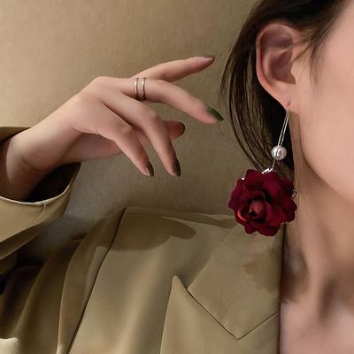 Rose Earrings, Earrings, Ethnic Style Pearl Flower Earrings, Fashion Temperament Earrings.