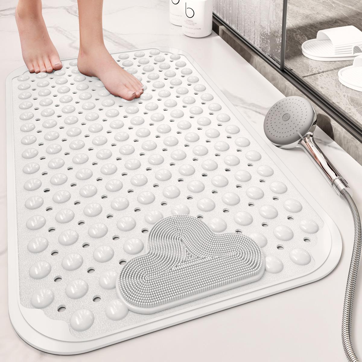 Lchome Blue/White/Gray Dexi Pvc Suction Cup Bath Mat, Non-Slip Bathroom Floor Mat For Shower And Tub