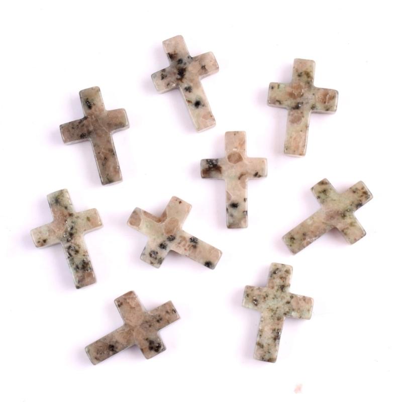 Pack of 19 Crystal Crosses Charm Holeless Design Natural Energy Enhancers for Meditations Home Office Desk Decors Craft