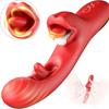 Vibrateur Dildo 2 en 1 avec Mouvements de Langue pour Femmes Rotation à 360° Léchage du Clitoris Battements Jouets Sexuels Adultes Couple Masturbateur Féminin