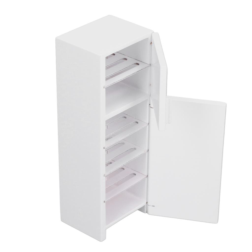 1:12 Dollhouse Miniature Fridge Dollhouse Furniture Wooden White Refrigerator for Dollhouse