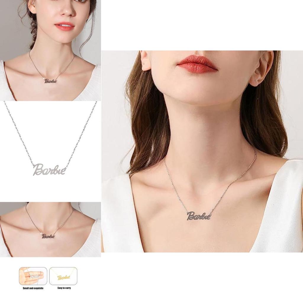Versatile Barbie Alphabet Necklace Fashionable Steel Accessory With Polished Finish