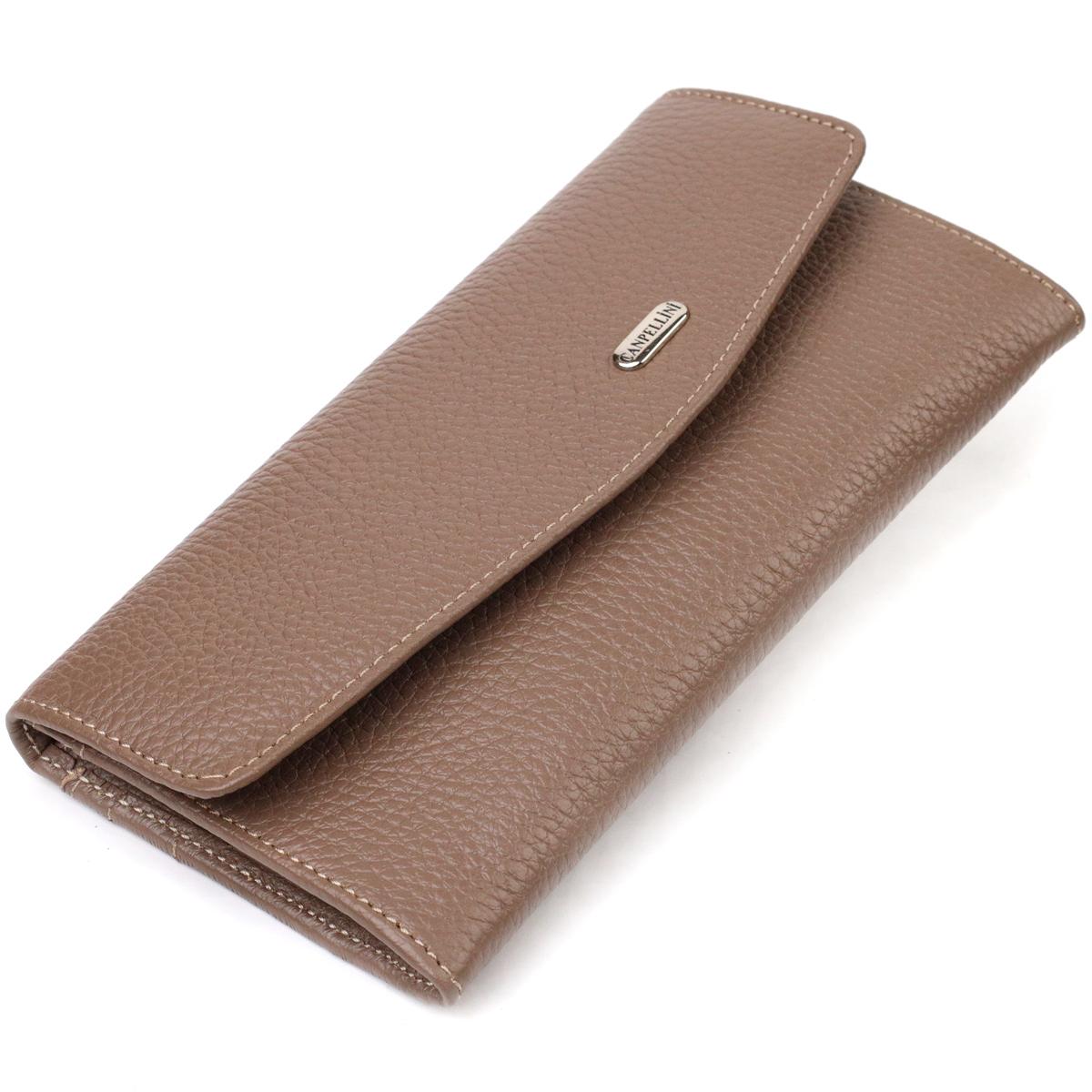 

Практичний жіночий портмоне з натуральної шкіри флотар CANPELLINI 21695 Бежеве