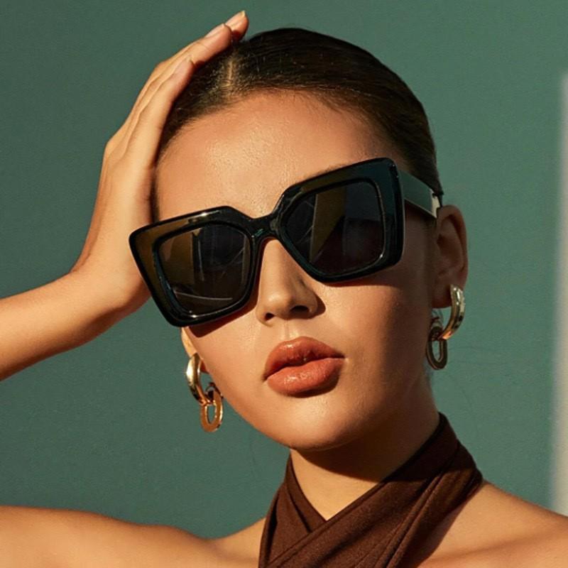 Women'S Fashion Square Large Frame Sunglasses Neutral Luxury Uv400 Sun Glasses Outdoor Driving Travel Fashion Sunglasses