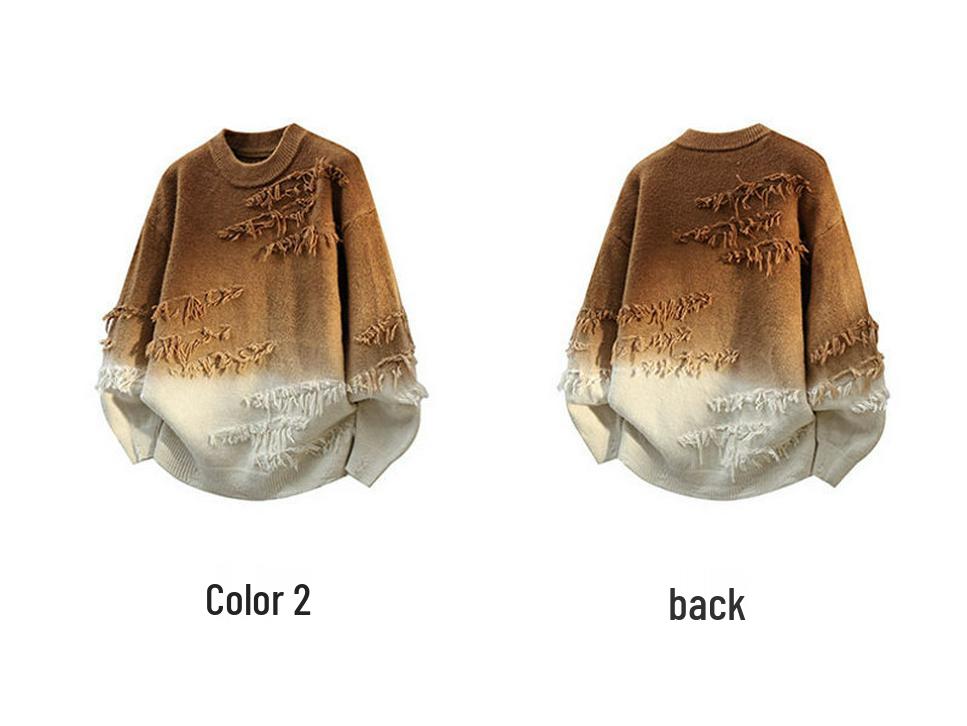 Farbverlauf Strickpullover: Trendiger lässiger Pullover mit Rundhalsausschnitt für Jugendliche