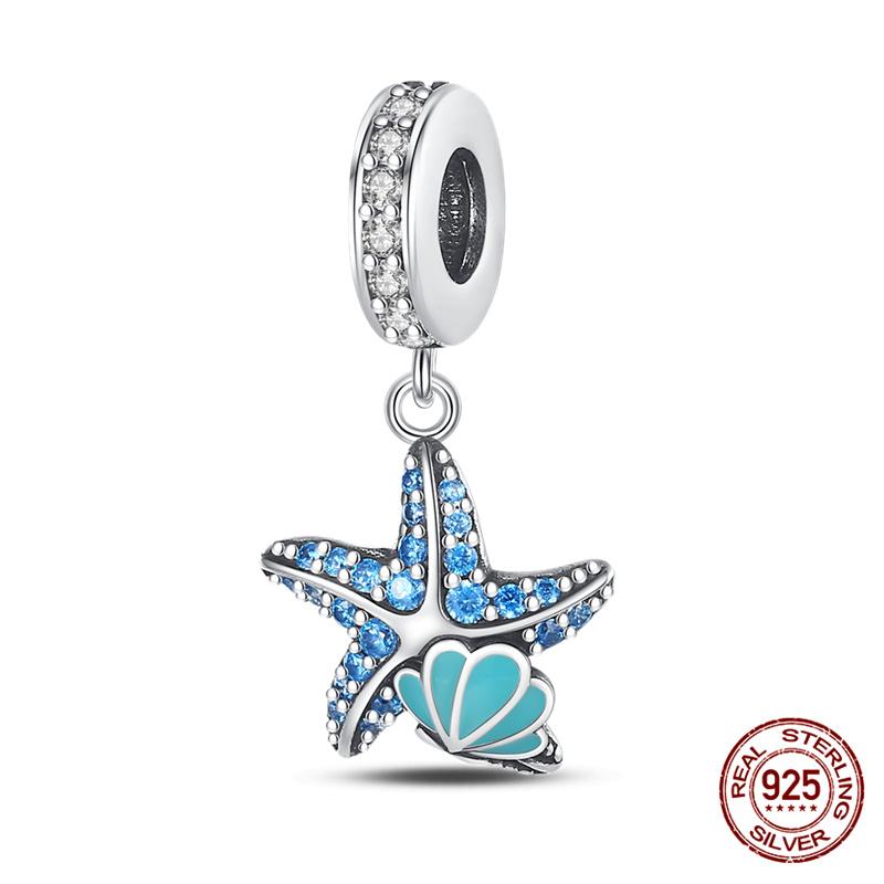 Charm Copper Marine Life Starfish Turtle Charm Bead Fits Women 3Mm Original Bracelet Necklace Diy Fine Jewelry Gift