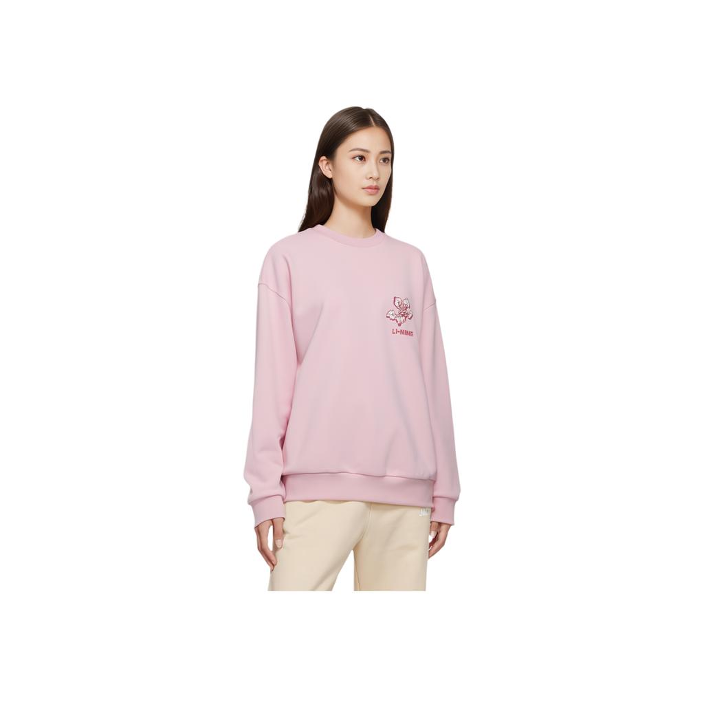 Li Ning Sports Lifestyle Series Letter Print Casual Sweatshirt Women Sweatshirt Light-Pink AWDT762-1