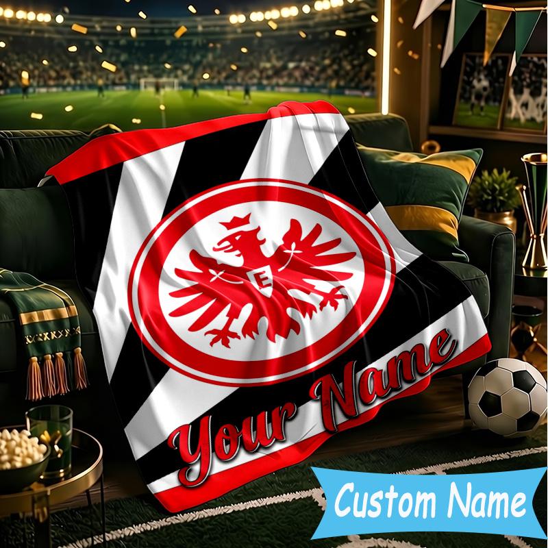 Individuelle Personalisierte Decke Frankfurt Fußball Weiche Wohndecke, Geeignet für Familie und Freunde, Sofadecke, Heimdekoration Weihnachtsgeschenk