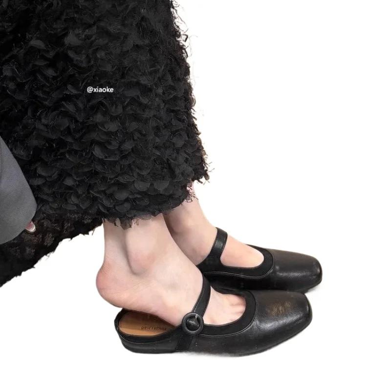 Dámské boty Horký výprodej Dámské pantofle s uzavřenou špičkou Módní pantofle s přezkou Dámské ležérní pantofle Nový nejprodávanější Ploché pantofle