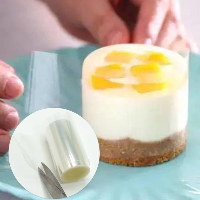 Ruban de Rhodoïd Gâteau 8cmx10m - Transparent Acétate - Décoration Chocolat/Mousse/Dessert QIEDOVIEY