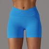 High Waisted Stretch Running And Fitness Shorts, Crossed Waist Peach Hip Lifting Tight Yoga Pants, Seamless Sports Shorts For Women
