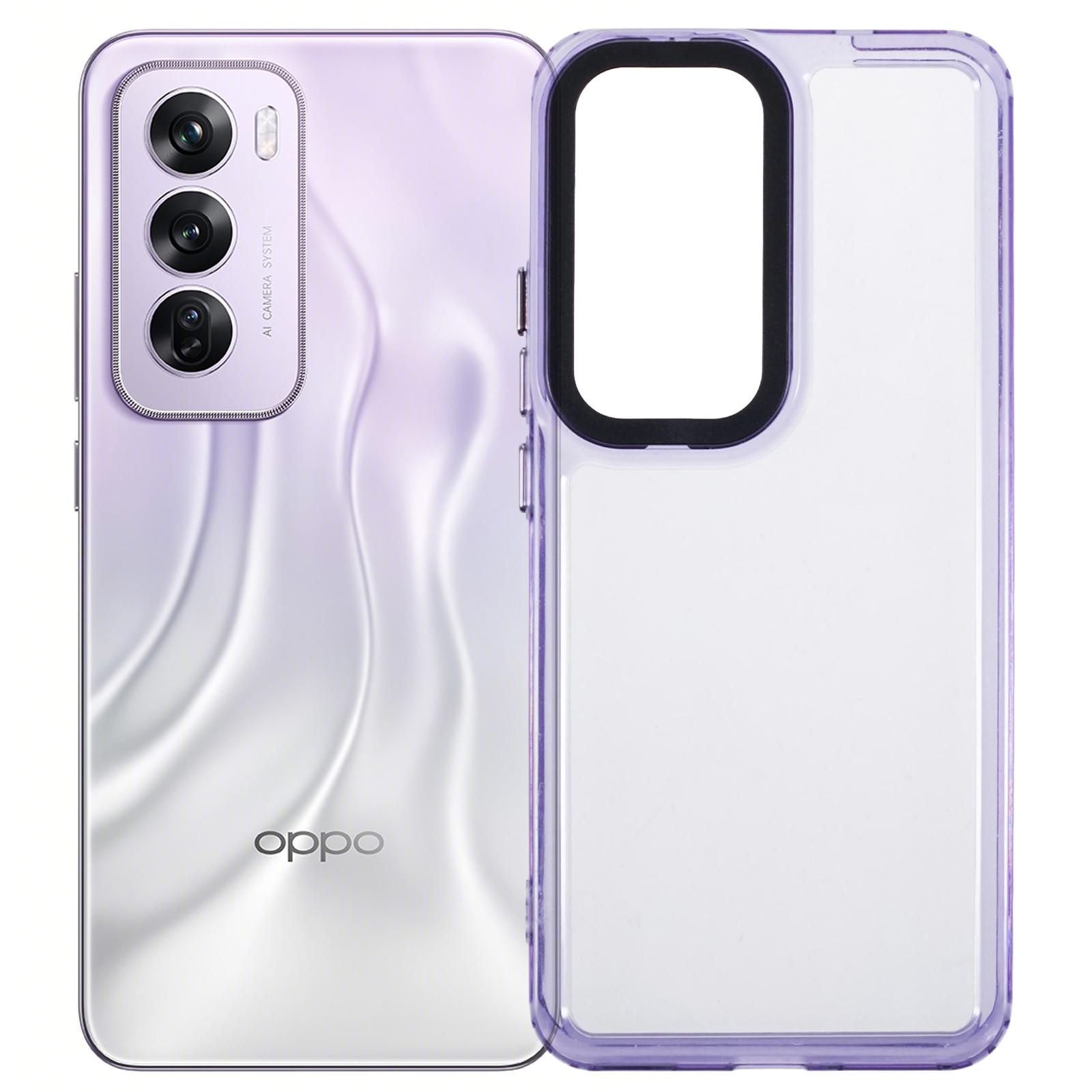 

For Oppo Reno12 Pro 5G (Global) Clear Phone Case PC+TPU Hybrid Back Cover Transparent Purple