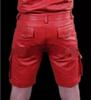 Lambskin Sports Casual Stylish Red 100%Men Gym Short Leather Pants Boxer Genuine