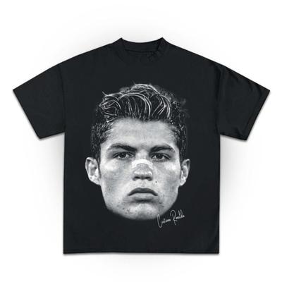 Cristiano Ronaldo Vintage Black & White Portrait Graphic T-Shirt, Unisex Oversized Streetwear, Football Fan Gift