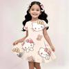 2025 Summer Girls Dress Fashion Cartoon Cute Cinnamoroll &Hello Kitty 3D Printing Dresses Kids Short Sleeve Princess Clothing