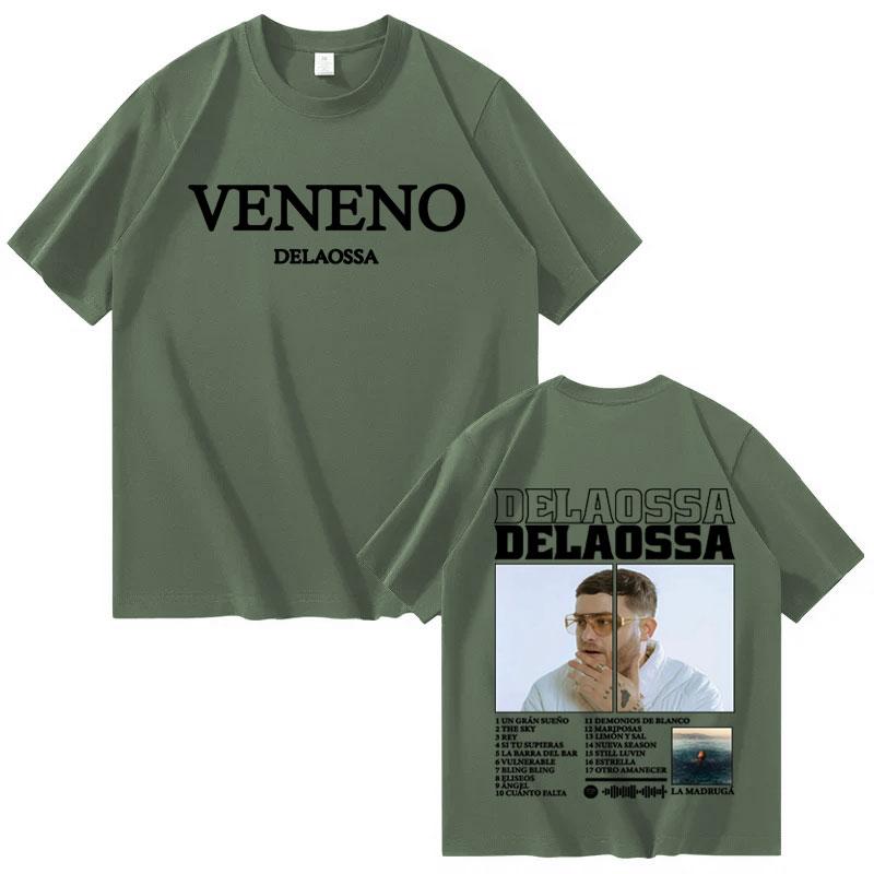 Rapper Delaossa Veneno New Album Print Tshrit Mens Women Clothes Fashion Oversized Tops Harajuku Casual Crewneck Tees Streetwear