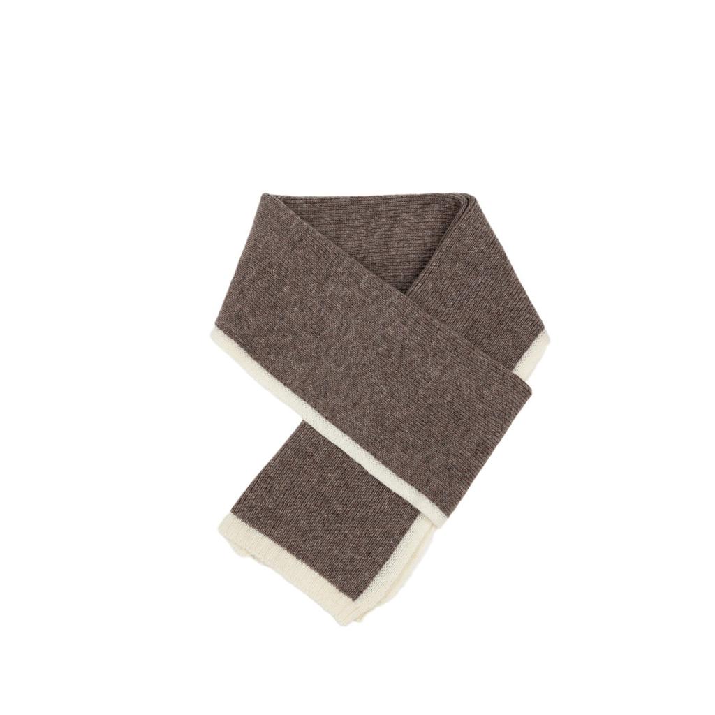 Knitted 100% wool scarf women's autumn and winter high-end sense new versatile narrow scarf simple warm shawl