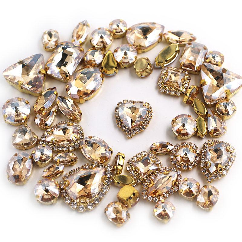 Mixed 50-Piece Crystal Claw Chain Set for DIY Wedding Dress & Headdress Accessories