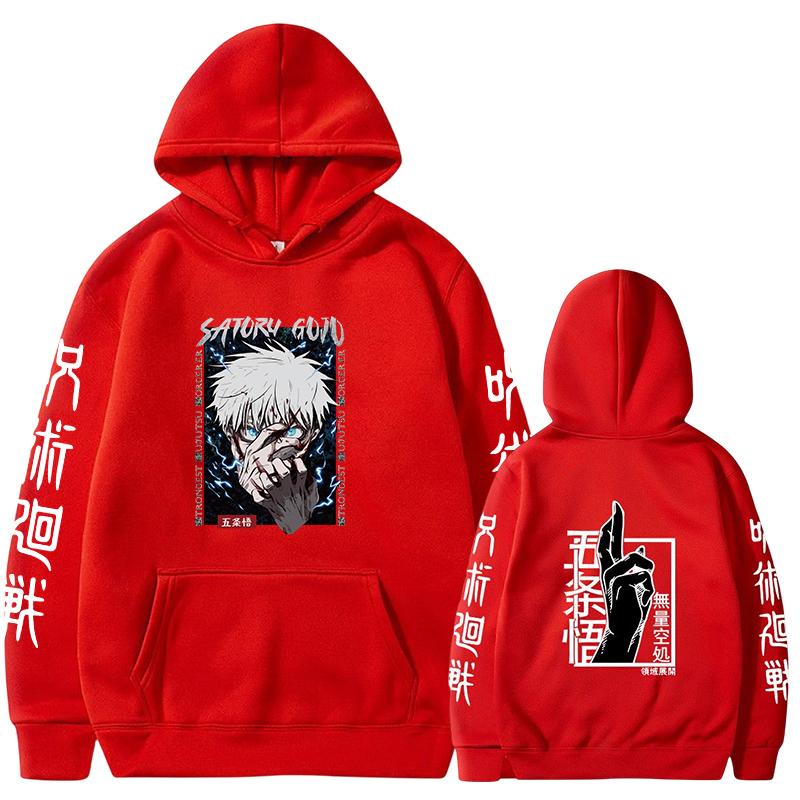 Anime Hoodie Jujutsu Kaisen Gojo Satoru Grafik Hoodies Übergroßer Kapuzenpullover Vintage Lange Ärmel KapuzeMänner Frauen Kleidung