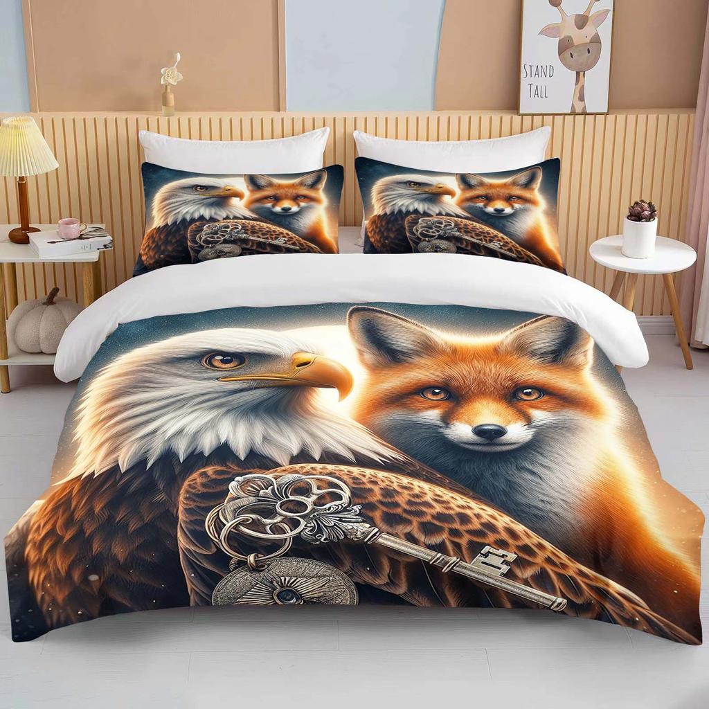 Lion Fox Horse Eagle Wolf   Bedding Set Duvet Cover 1 Duvet Cover 2 Pillowcases Adult and Child Bedding Set Luxury Holiday Gifts
