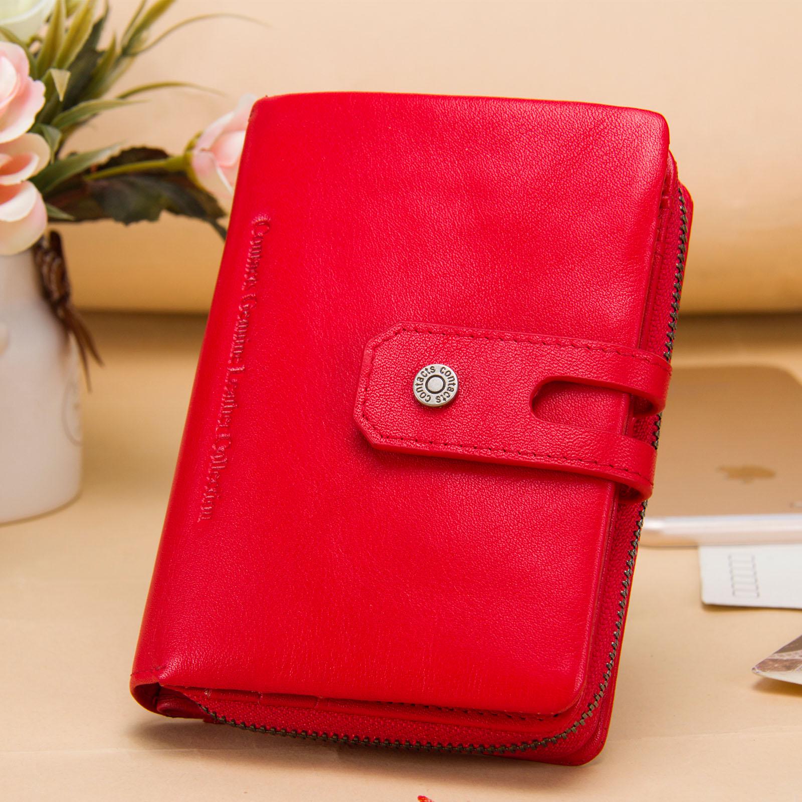 

CONTACT S женский кожаный бумажник с отделениями для монет и пластиковых карт красный