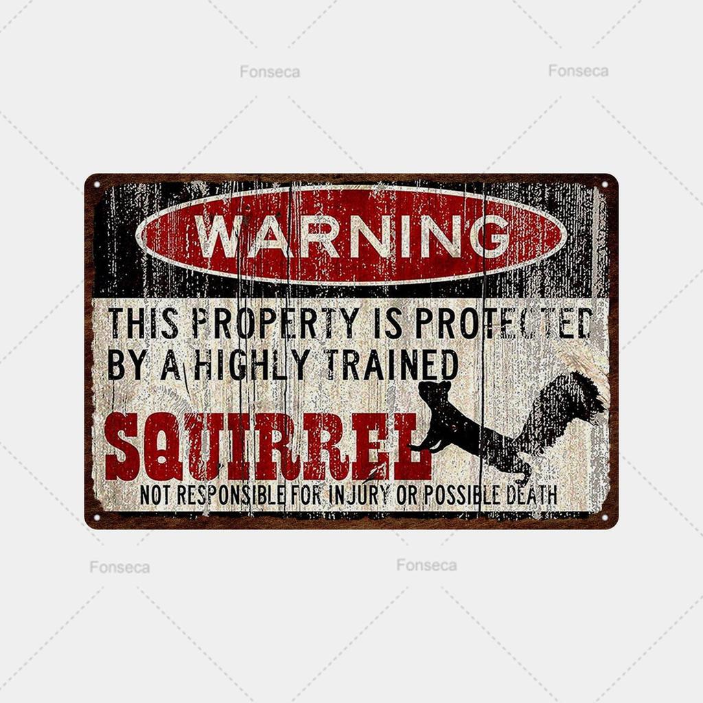 Vintage Tin Attention Animal Warning Signs Metal Sign Plaque Metal Public Retro Wall Decor Garden Park Wild Cave Metal Poster