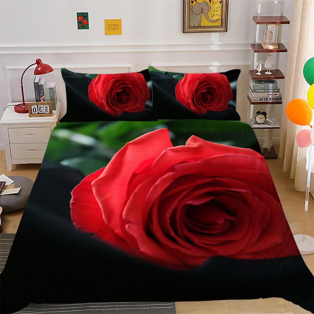 Juego de funda nórdica con estampado de flores en 3D, ropa de cama, colchas de poliéster de tamaño doble, ropa de cama para el hogar a la moda