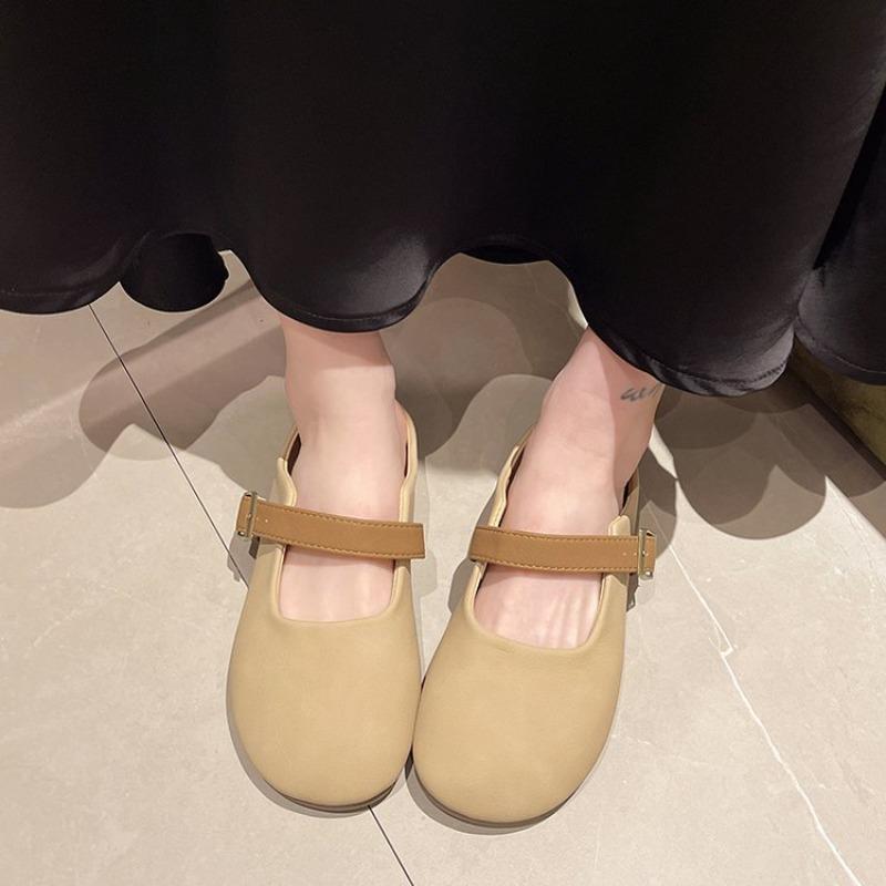 Cover Toe Shoes Woman  String Bead Low Slippers Casual Pantofle Loafers Female Mule Luxury New Mules Flat Slides Hoof Heels