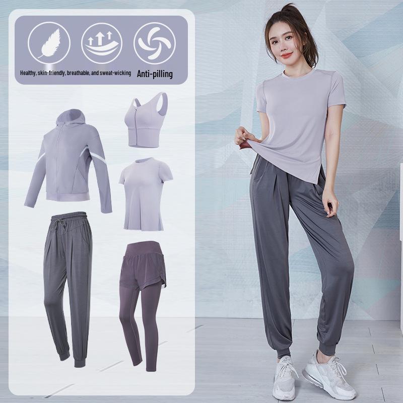 

Женский быстросохнущий комплект для йоги: Свободная, дышащая фитнес-одежда для весны/лета - Футболка с коротким рукавом для бега и тренировок на открытом воздухе. L