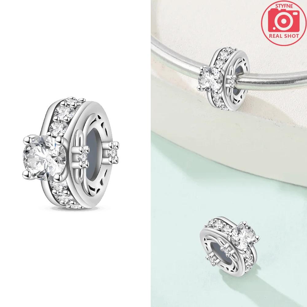 Beautiful Simple Blue Zircon Charms Beads Original Copper Certified Fit Bracelet Women Jewelry Diy Accessory Gifts