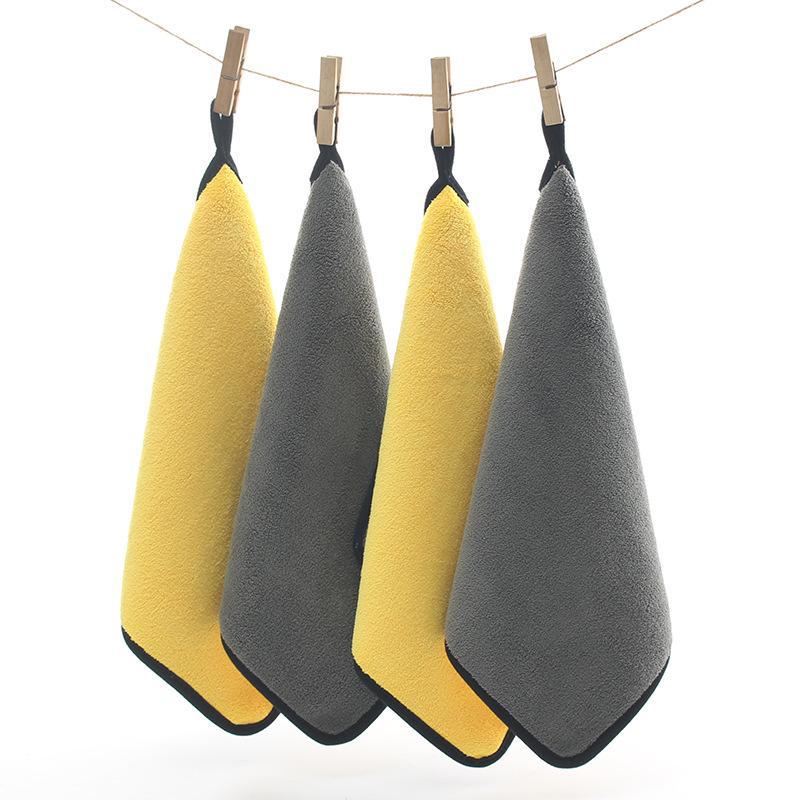 

Плотное двухстороннее полотенце для мытья автомобиля из кораллового флиса - впитывающая влагу, двухцветная тряпка для уборки 400g AB noodles; 30*30cm