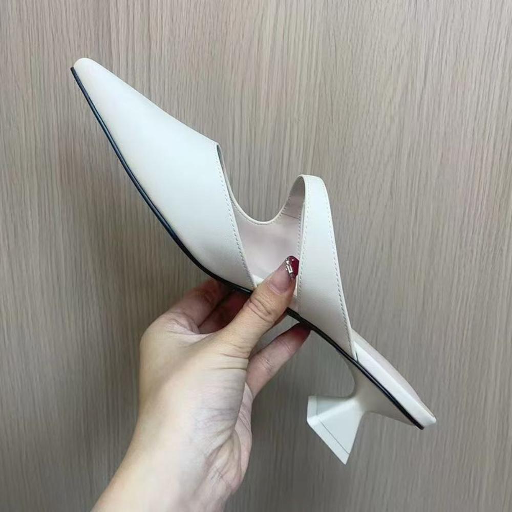 Halbschuhe mit hohen Absätzen Damen Sandalen Neue Mode Vielseitig Spitz Zehenbereich Coole Hausschuhe Damen Outdoor Tasche Kopf Mules