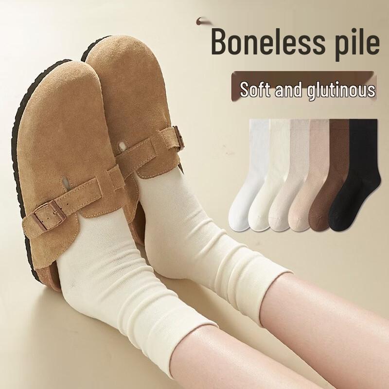 3 Pairs Women s Seamless Pure Cotton Mid-Calf Socks