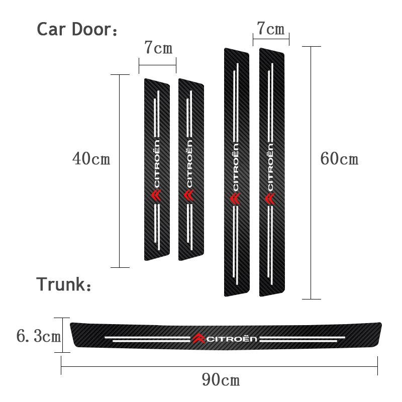 Car Carbon Fiber Trunk Stickers Car Threshold Sticker For Citroen C4 C3 C2 Berlingo Picasso Jumper Cactus Auto Decorative Decal