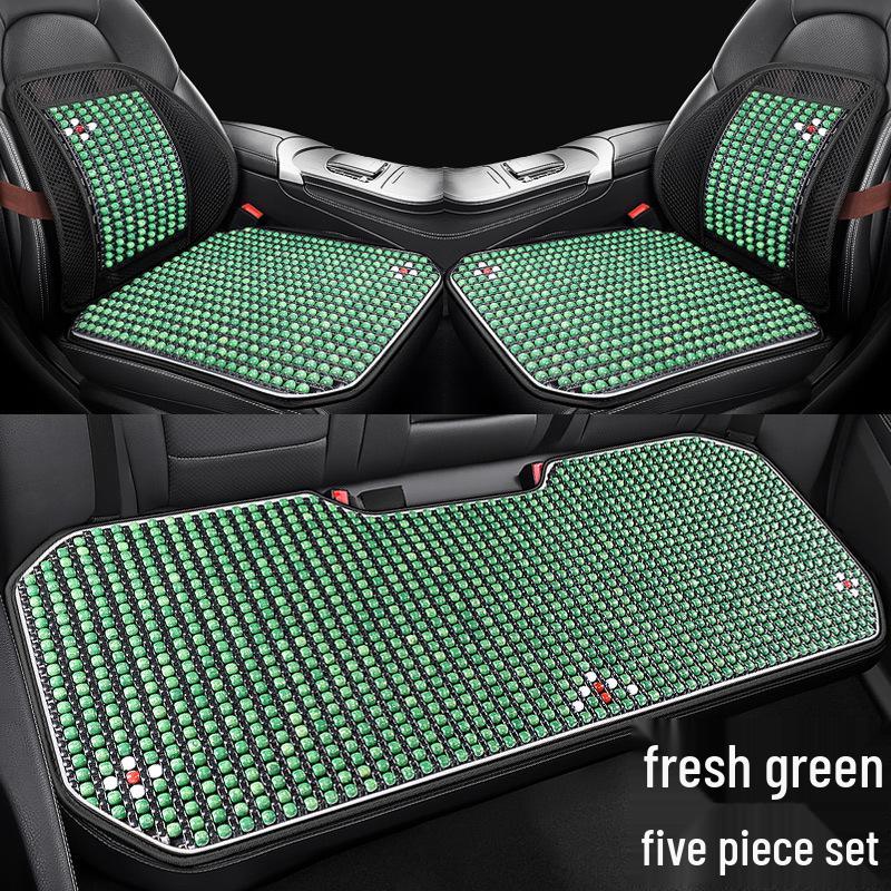 Universal Wood Bead Lumbar Support Car Seat Cushion Set - Cooling, Breathable, All-Season